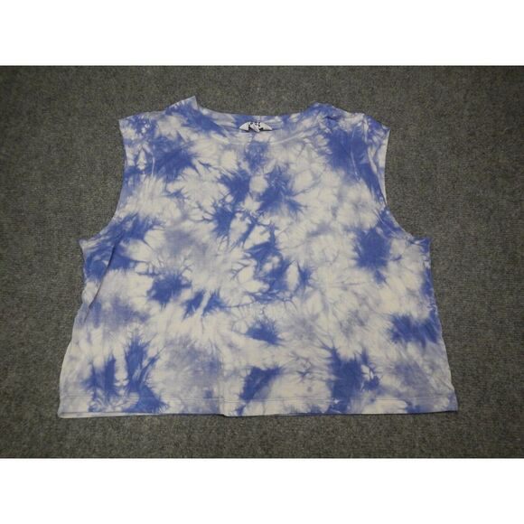 Joy Lab Tie Dyed Fit Crop Tank Top Women's Size Large‎ Blue White Sleeveless - Picture 1 of 9